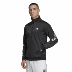 Adidas 3-Stripe Knitted Jacket (Black) -Tennis Equipment Store HT7176 3 APPAREL OnModel StandardView transparent