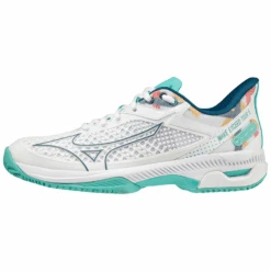 Mizuno Wave Exceed Tour 5 CC Womens Padel Shoes (White/Turquoise) -Tennis Equipment Store SH 61GC227523 00